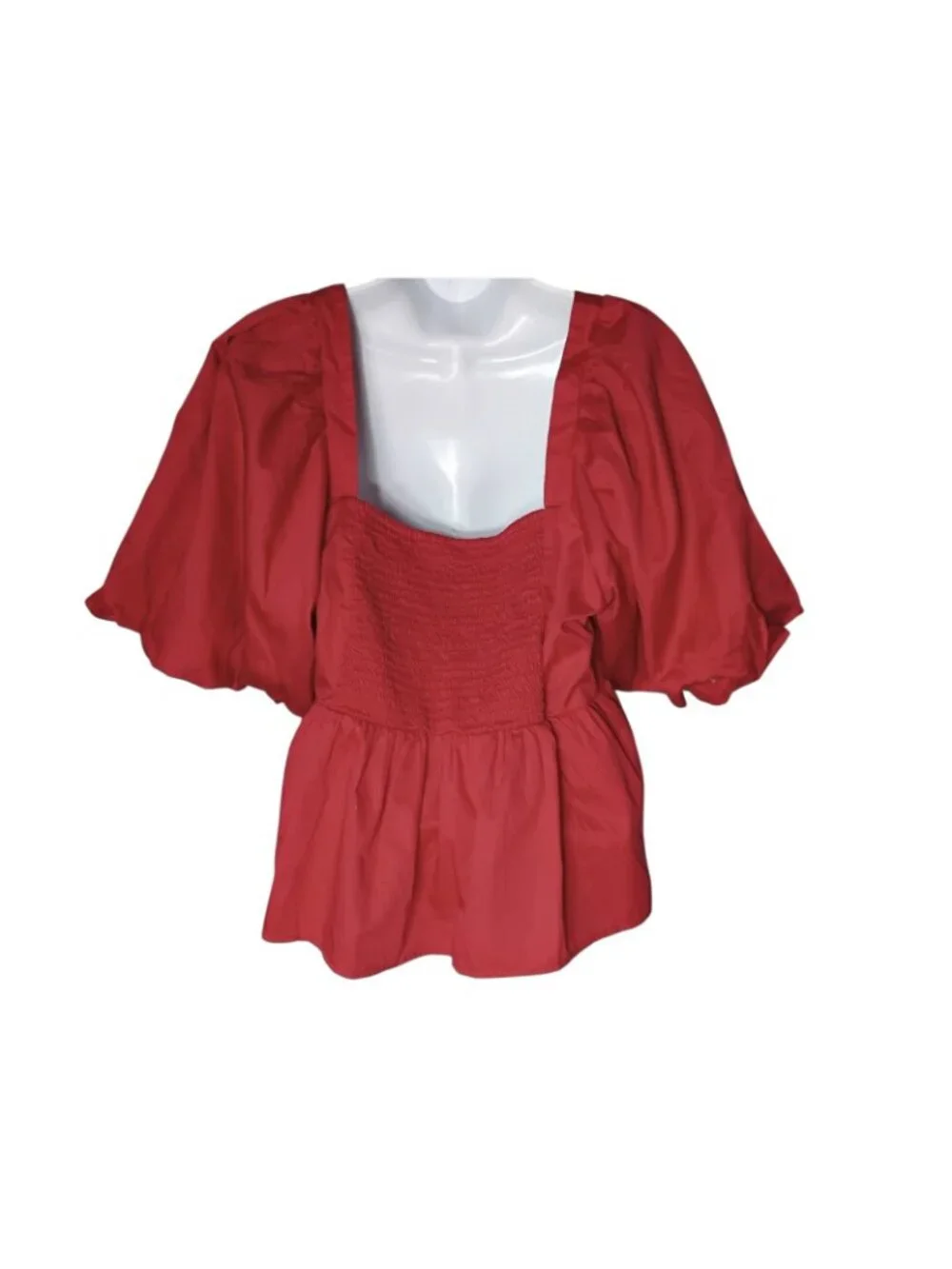 Old Navy Puff Sleeve Cropped Cotton Top XL Red Sweetheart Neckline Boho